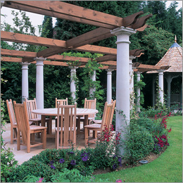 P244 - cedar pergola on stone columns